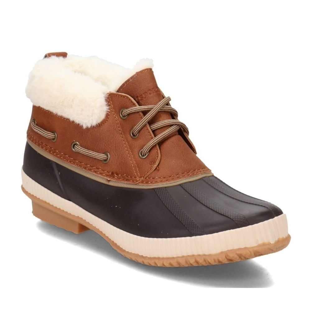 JSport by Jambu Women's Mary Ankle Rain Duck Boot Fur Trim Brown NWT, Size 7